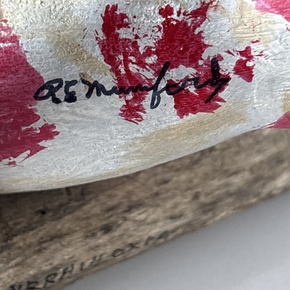 Vintage Hand Carved Wood Desert Cardinal Bird Signed RE Mumford ~ Purdue - Picture 9 of 16